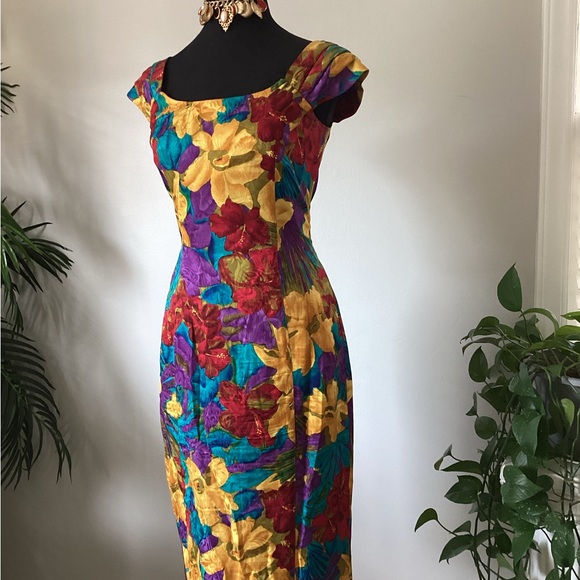 Floral 100%pure silk dress - Picture 3 of 4